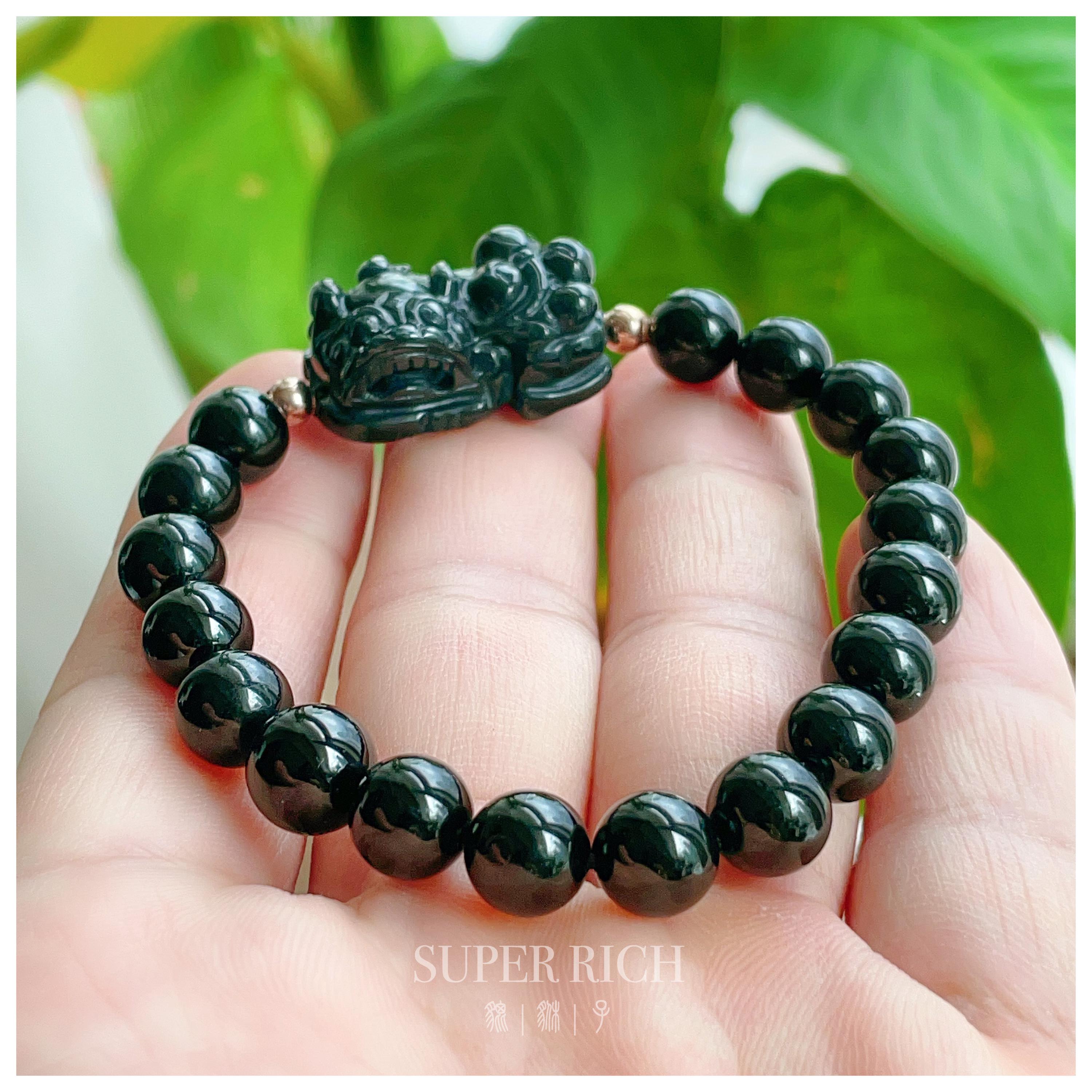 Natural Black Jade Pixiu Bracelet 天然黑翡翠貔貅 | Type A