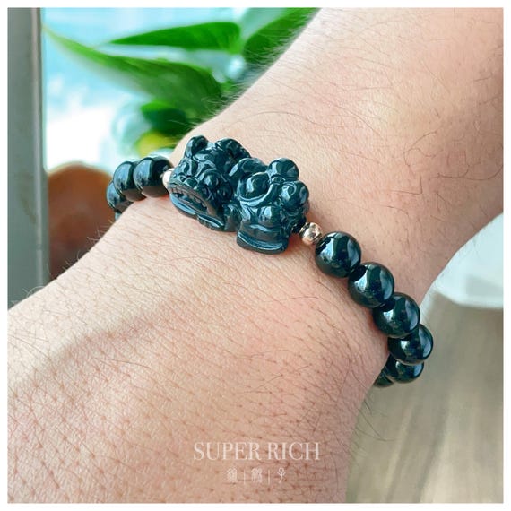 Natural Black Jade Pixiu Bracelet 天然黑翡翠貔貅 | Type A
