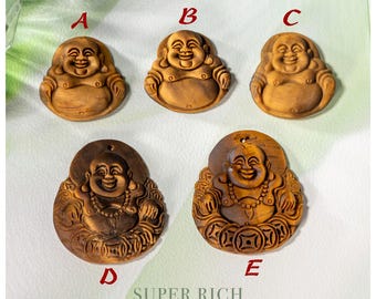 Colgante de Buda de ojo de tigre hecho a mano – Piedra tallada, protección