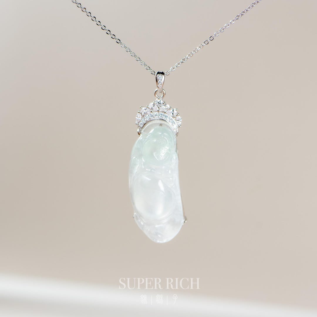 彫刻された翡翠仏ペンダント | S925シルバー、CZマウント - Etsy 日本