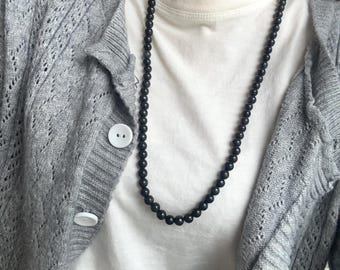 Collana Mala con 108 perle di giadeite nera / Pietra naturale da 7 mm / Gioielli da meditazione / Regalo spirituale unisex