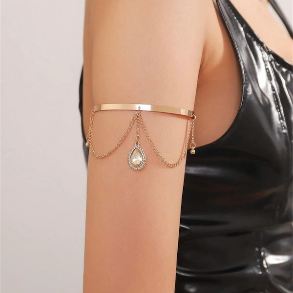 Bohemian Upper Arm Chain: Layered Coin Chain Armlet with Eye Charm - Summer Body Jewelry, Ideal Gift for Her
