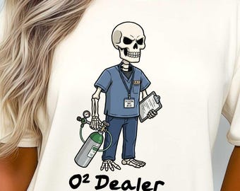 Funny Respiratory Therapist Halloween Shirt Comfort Colors O2 Dealer Skeleton Tee