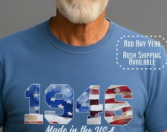 80th Birthday Gift Shirt, Born in 1946 Made in the USA, American Flag Patriotic Grandpa Tee, Veteran bday gift for Pappy