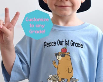 Funny Last Day of School Shirt Peace Out First Grade, Have a Capy Summer, Comfort Colors Teacher or Student Shirt, Kids Summer Break
