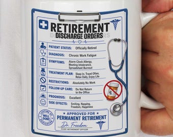 Funny Retirement Gift Mug for Coworker, Corporate Burnout Office Goodbye Cup, Retiring Nurse, Doctor, Teacher, Boss, Supervisor