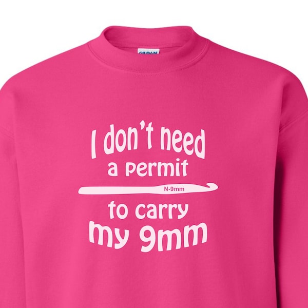 Crochet sweatshirt, Grandma Sweater I don't need a permit to carry my 9mm shirt, Crochet humor gift for her hard to buy for present