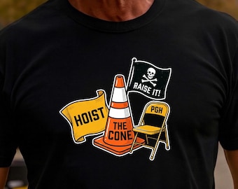 Funny Pittsburgh Baseball Shirt, Hoist the Cone Parking Chair Tee, Raise It Yinzer Gift, Black and Gold Fan Apparel