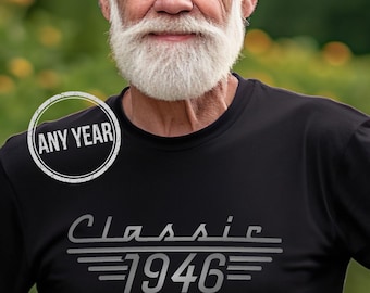 Cadeau 80e anniversaire pour homme, chemise 80e anniversaire, t-shirt né en 1946, amateur de voitures classiques, 80e anniversaire, t-shirt anniversaire papa, grand-père ayant 80 ans