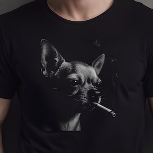 Smoking Chihuahua Comfort Colors Shirt, Funny Dog Lover Graphic Tee, Edgy Chihuahua Dad Gift, Chi Meme tee, Vintage Style 420