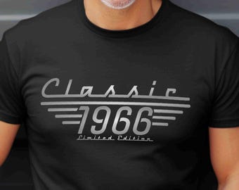 60th Birthday Shirt, Born in 1966 Classic Car Lover, Limited Edition Dad T Shirt, Grandpa Turning Sixty, gift for man, over the hill
