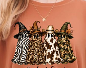 Ghost Shirts for Women, Ghouls Night Out Summerween Halloween Comfort Colors, Leopard Print, Zebra Print, Camo, Cowhide