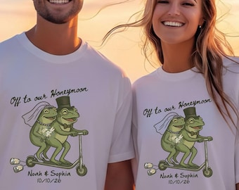 Funny Honeymoon Shirts, Bride And Groom Matching, Newlywed Tees, Bridal Shower Gift For Couple Just Married Shirts, Cute Frog Couple