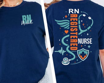 Personalized RN Nurse Comfort Colors Shirt, Registered Nurse Custom Name T Shirt, Nursing Graduation Gift