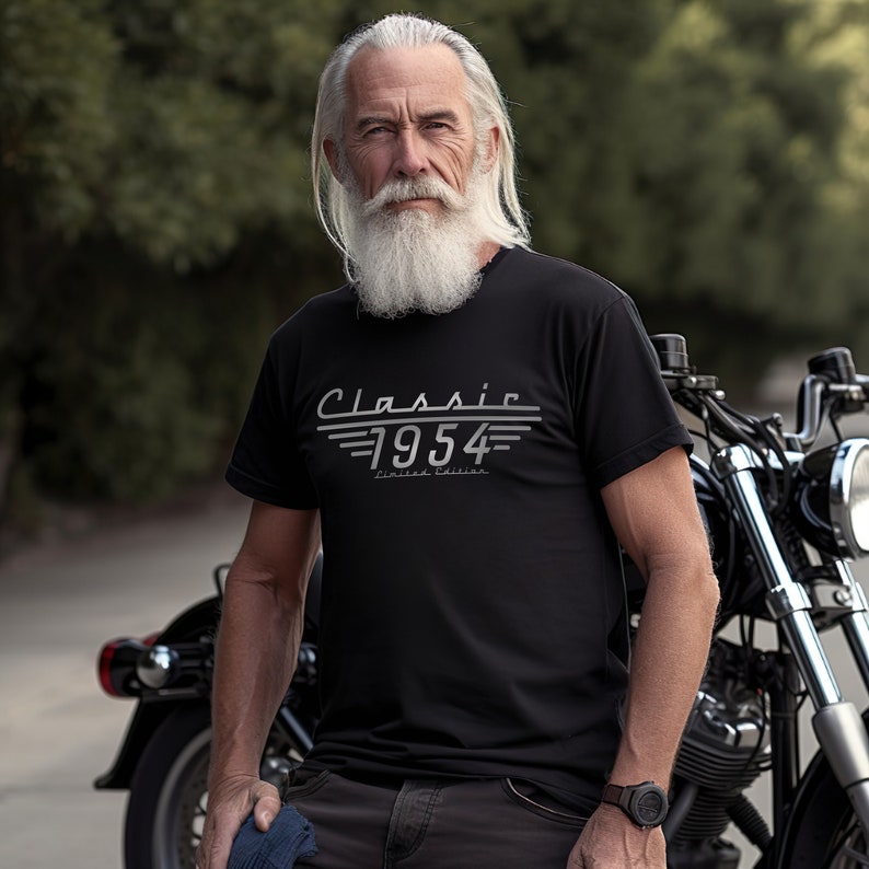 Classic 1954 Limited Edition printed in greys on a black t.  Classic car inspired font.