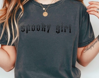 Spooky Girl Summerween Halloween Shirt, Comfort Colors, Goth Girl Crop Top, Tshirt, or Sweatshirt, Goth Chick Halloween Tee
