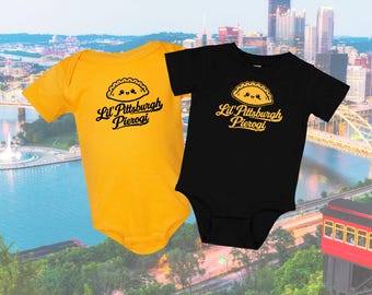 Lil Pittsburgh Pierogi Infant Bodysuit, Cute Toddler T-Shirt in Black or Gold, Pittsburgh Baby Gift, Pittsburgh Baby Shower gift