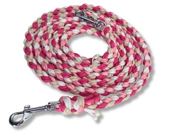 Beige and pink paracord dog leash – Robust, tear-resistant leash – Handmade leash for small and large dogs – Weatherproof, durable