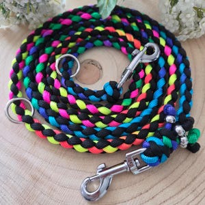 Colorful, lightweight paracord dog leash for small dogs up to 8 kg, individual, handmade, durable, braided, lead, weatherproof