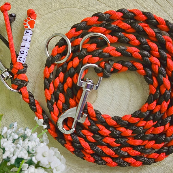 Hundeleine Paracord | individuell gestaltbar | Wunschleine | Leine | rund geflochten | schwarz | silber | rosegold