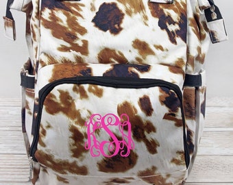 cow print backpack diaper bag