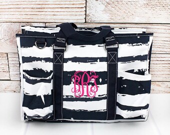 Teacher Lesson Plan Bag- Embroidered with Monogram Mint Carry All Tote Utility Bag Tool Storage Craft Supplies Organizer