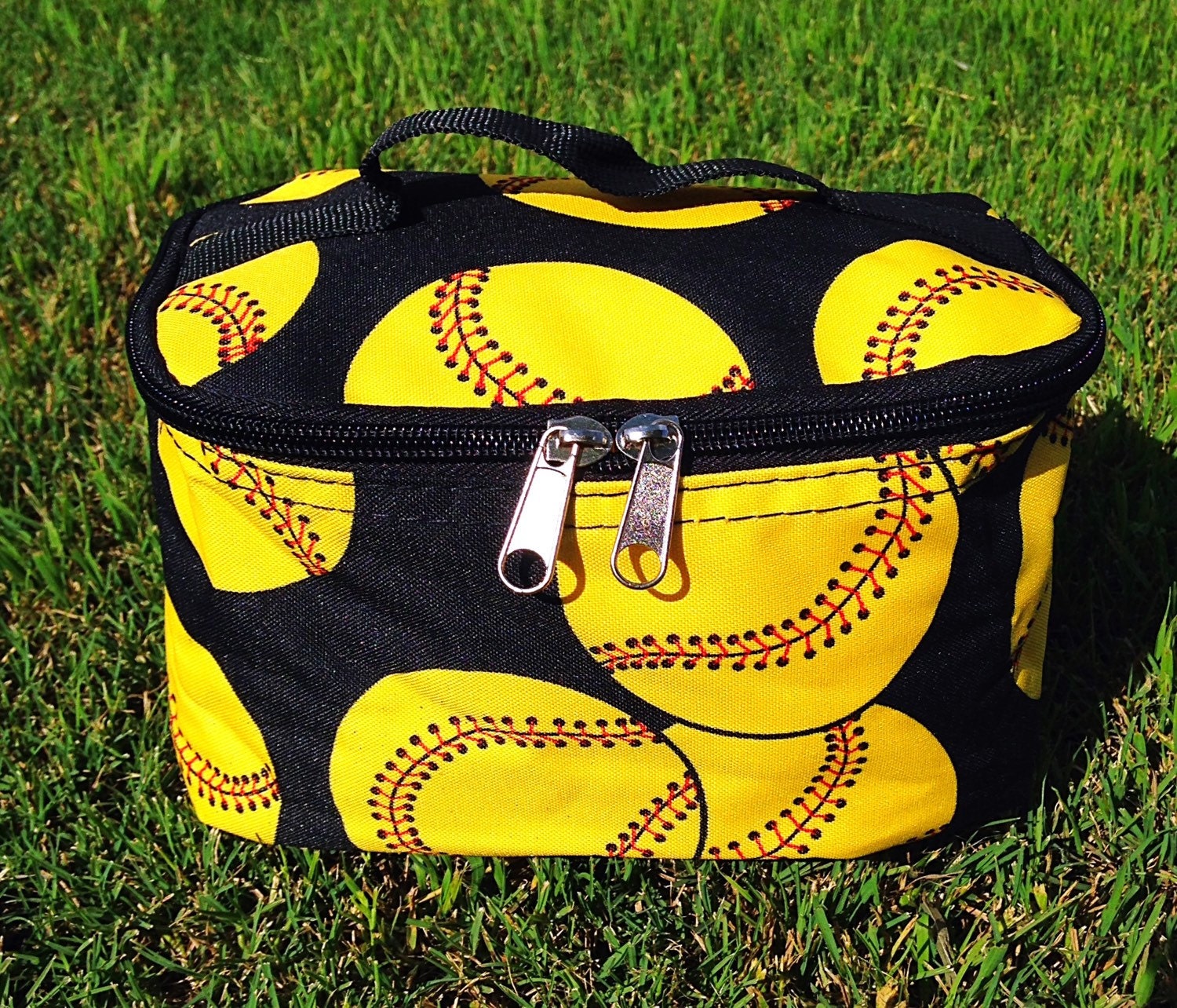 Softball Cosmetic Bag Comes Personalized with Mongram Etsy