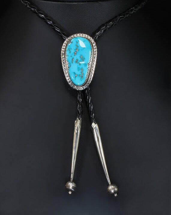 Vintage J Begay sterling silver and turquoise bolo, Native American jewelry, necklace, unisex jewelry