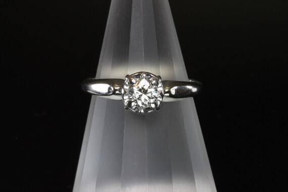 Vintage diamond engagement ring, 14K white gold, .25 carat diamond, sparkles galore! feminine gift for her