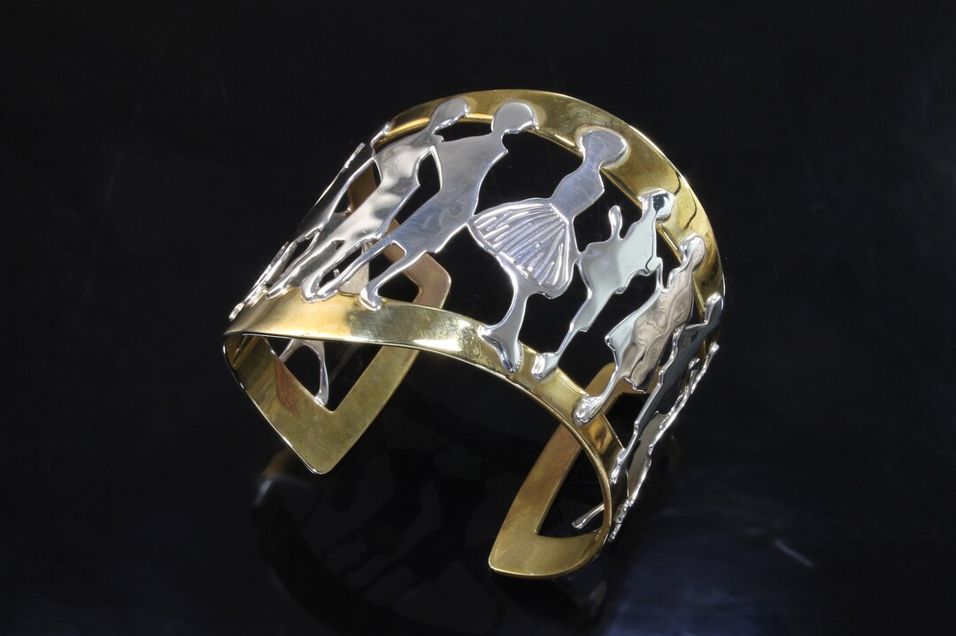 Vintage RLM and Andy Warhol Foundation Sterling Silver and Brass Cuff