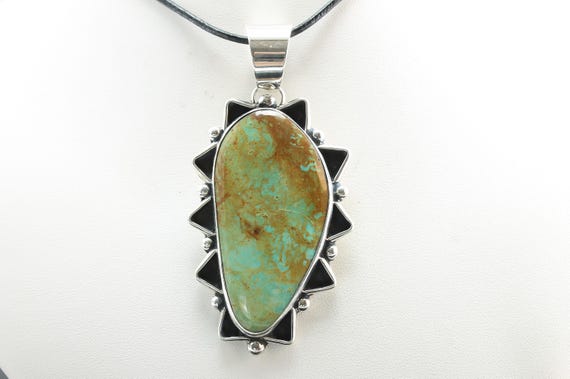 Vintage Nuguematz Chimney Butte sterling silver and turquoise pendant, southwestern, indigenous Native American jewelry, gift for anyone
