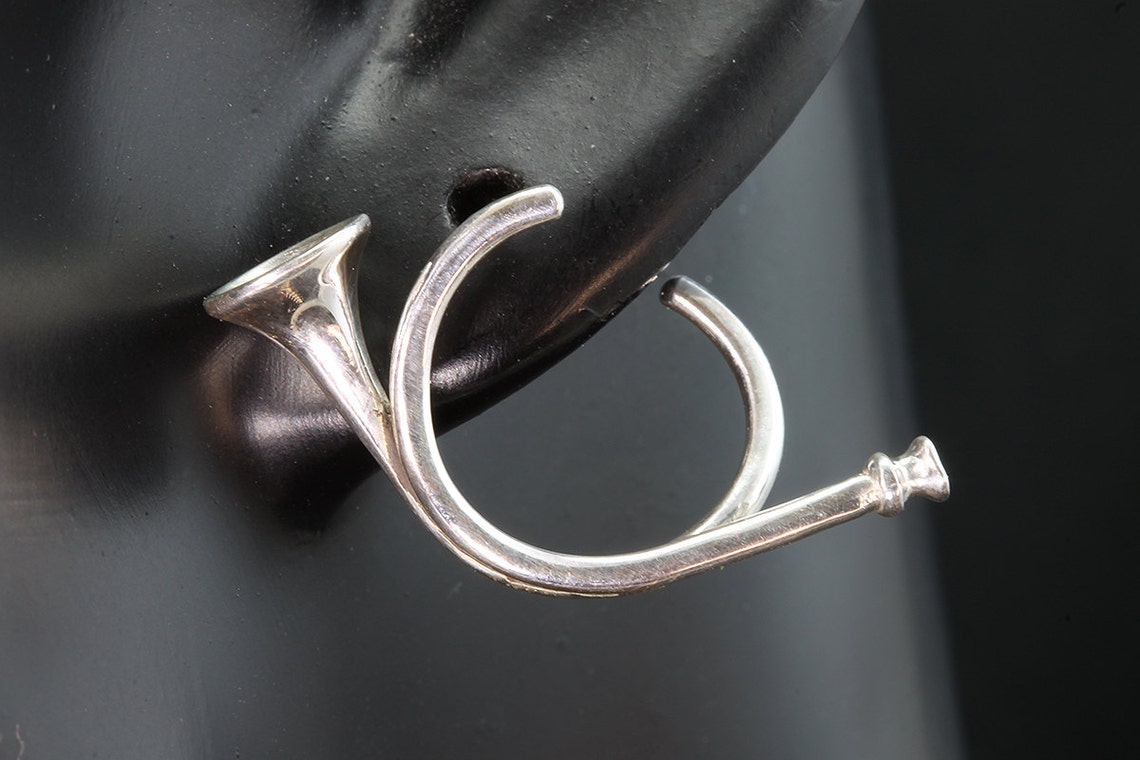 Sterling Silver Hunting Horn Earrings by Cavallo Fine Jewelry Etsy