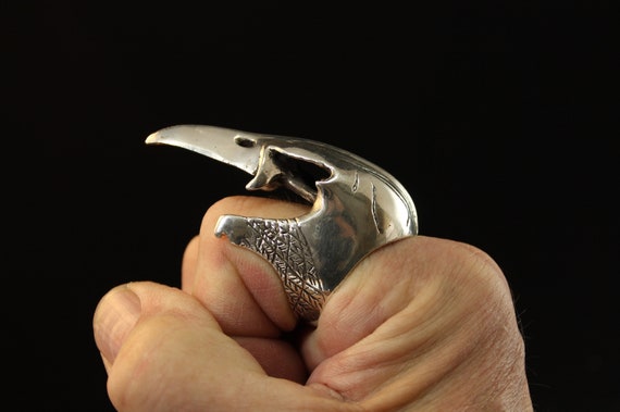 Amazing bird skull ring, sterling silver, southwe… - image 8