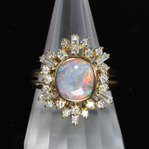 Juhu!  Vintage Starburst Opal Diamant 18K Gelbgold Cocktailring, Over the Top, Luxus, Geschenkidee, Größe 8,25