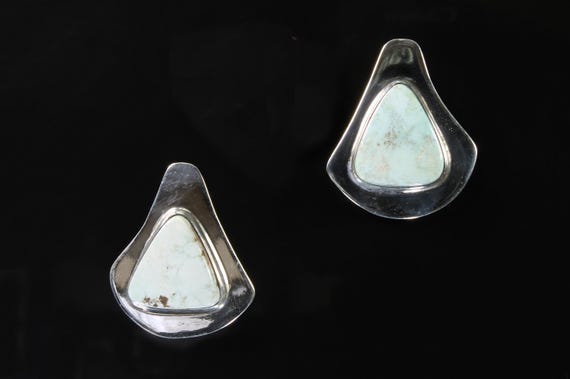 Vintage Phil Zachary/Wilson Padilla sterling silver and pale blue stone earrings, Native American jewelry, Navajo southwestern style