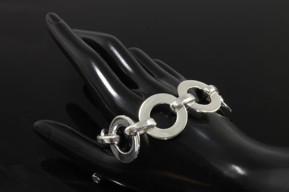 Vintage Barry Keiselstein-Cord sterling silver heavy round link bracelet, estate statement unique collectible jewelry, great gift idea