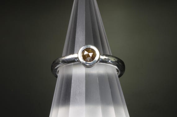 Handmade by us! Sterling silver .29 ct rosecut diamond solitaire ring, unisex jewelry