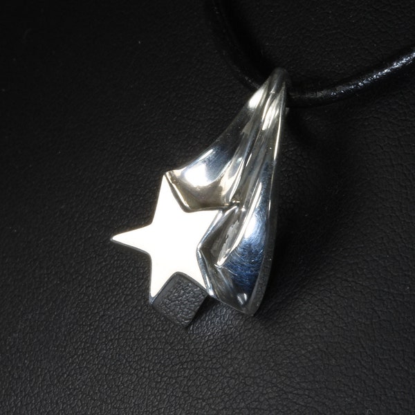 Our Handmade shooting star sterling silver pendant, celestial, wake a wish, gift for anyone!