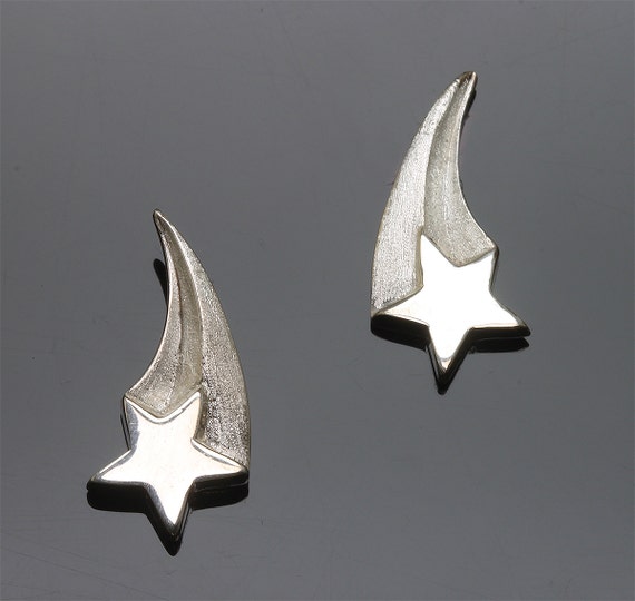 Handmade Sterling silver shooting star earrings, wish upon a star, twinkle twinkle, celestial, star gazing, night sky