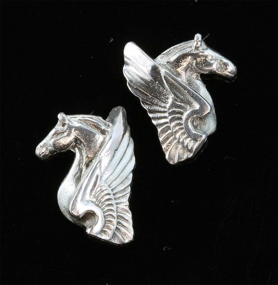 Handmade Sterling Silver Pegasus Stud Earrings, winged horse, fantasy, myth, dreamland, gift for anyone