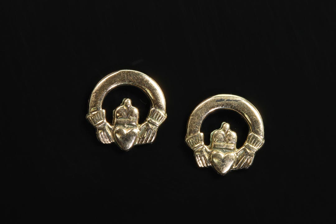 Claddagh Ohrstecker Grün Silber Herz Krone Liebe Freundschaft