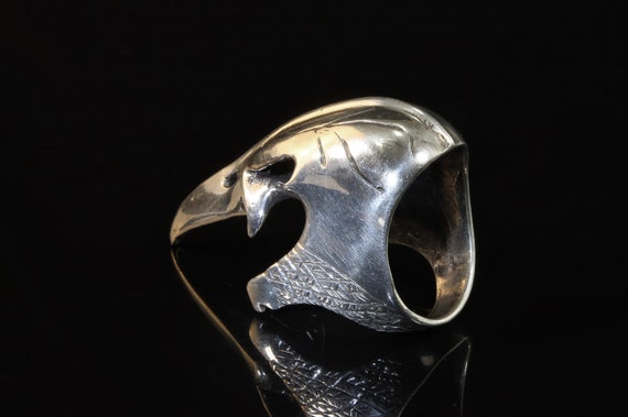 Amazing bird skull ring, sterling silver, southwe… - image 4