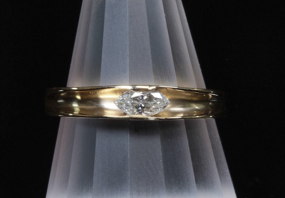 Handmade marquis diamond stackable ring, 14K yellow gold, wedding, anniversary, gift idea for her