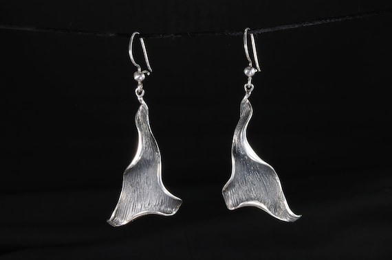 Vintage free form drop earrings, sterling silver dangle ear candy