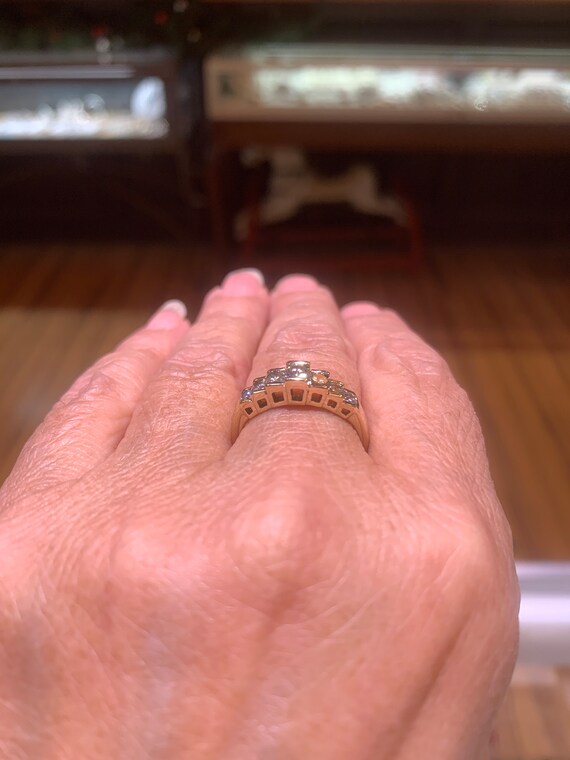 Vintage 14K yellow gold .57 ctw diamond ring, coc… - image 6