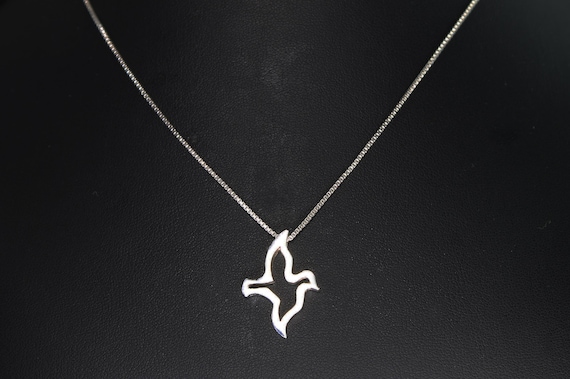 Handmade sterling silver dove pendant, sterling silver 18" chain included