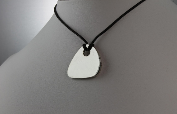 Handmade sterling silver guitar pic pendant, unisex jewelry, guitarist gift, musician,