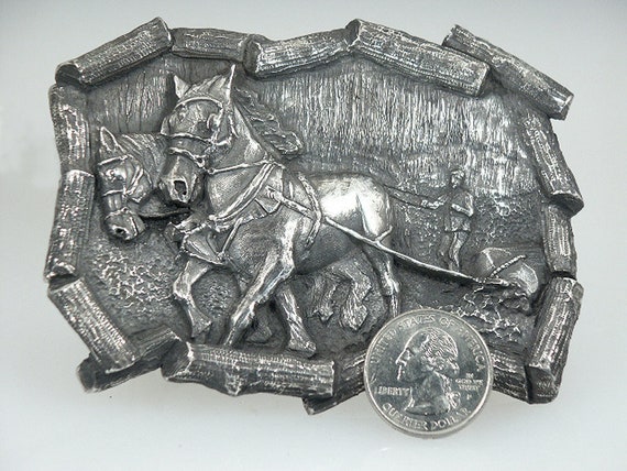 Sterling Silver Percheron Belt Buckle by Cavallo Fine Jewelry