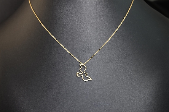 Tiffany & Co Paloma Picasso 18K yellow gold dove pendant and 16" chain, trendy chic statement jewelry, gift for her, peace symbol