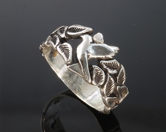 Handmade Sterling Silver Dove ring, peace symbolic unisex jewelry
